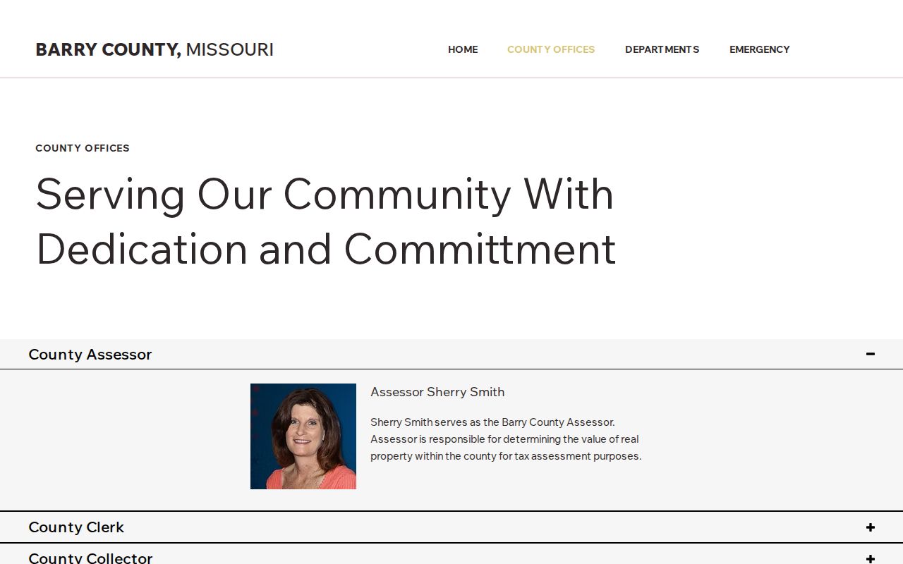 Barry County offices page with Sheriff and jail moving-location notice